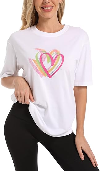 Women's Heart Graphic Tees (White)