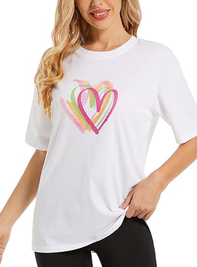 Women's Heart Graphic Tees (White)