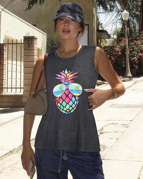B1 Womens Tank Tops Summer T Shirts - Dark Grey